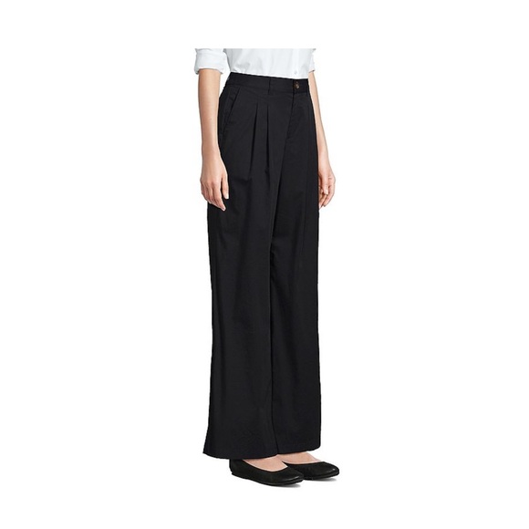 Women's High Rise Crisp Poplin Chino Wide Leg Pants - Picture 2 of 3